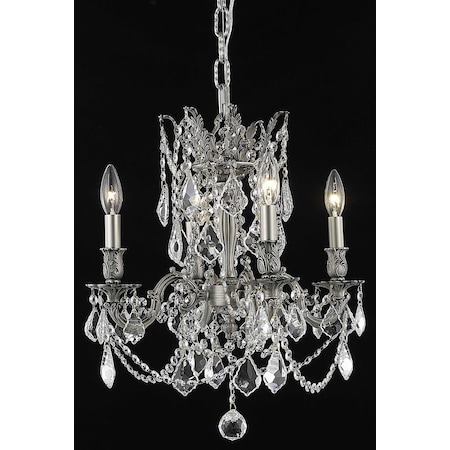 Elegant Lighting Royal Cut Clear Crystal Rosalia 4-Light 9204D17PW/RC